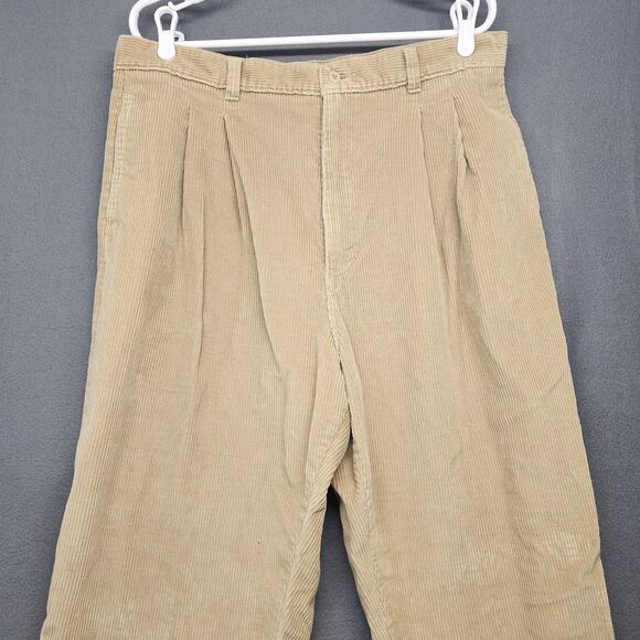 LL Bean Corduroy Pants Womens 20 Beige Tan Pleated Taper Vintage Made in USA - Picture 10 of 15